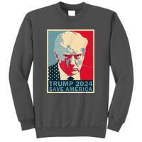 Retro Trump 2024 Save America Funny Trump Mug Shot Gift Tall Sweatshirt