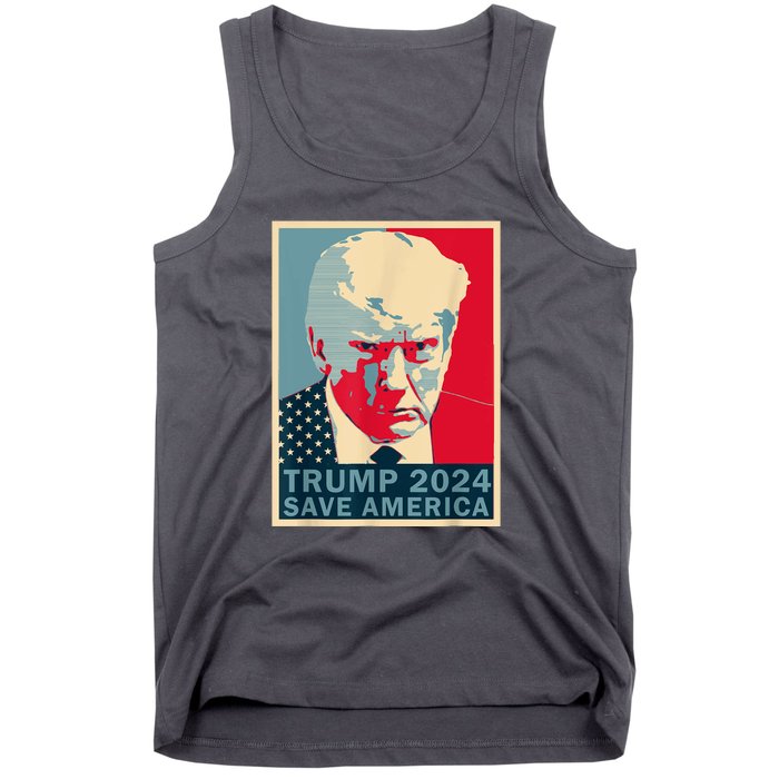 Retro Trump 2024 Save America Funny Trump Mug Shot Gift Tank Top