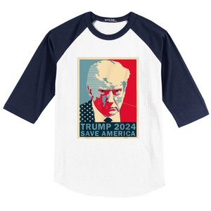 Retro Trump 2024 Save America Funny Trump Mug Shot Gift Baseball Sleeve Shirt