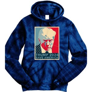 Retro Trump 2024 Save America Funny Trump Mug Shot Gift Tie Dye Hoodie