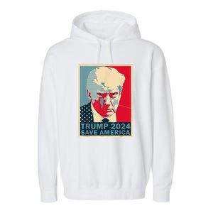 Retro Trump 2024 Save America Funny Trump Mug Shot Gift Garment-Dyed Fleece Hoodie