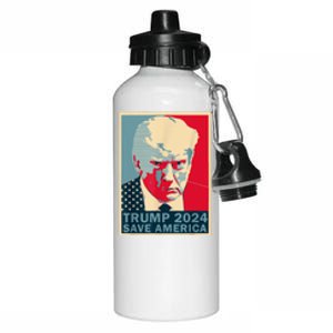 Retro Trump 2024 Save America Funny Trump Mug Shot Gift Aluminum Water Bottle