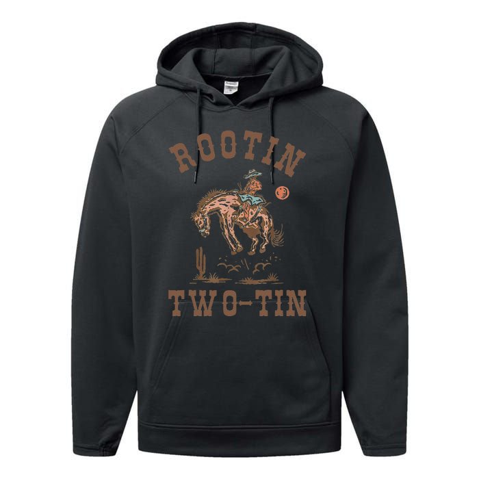 Rootin Twotin 2nd Birthday 2 Year Old Western Cow Bday Performance Fleece Hoodie