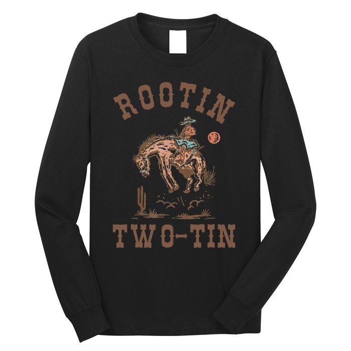 Rootin Twotin 2nd Birthday 2 Year Old Western Cow Bday Long Sleeve Shirt