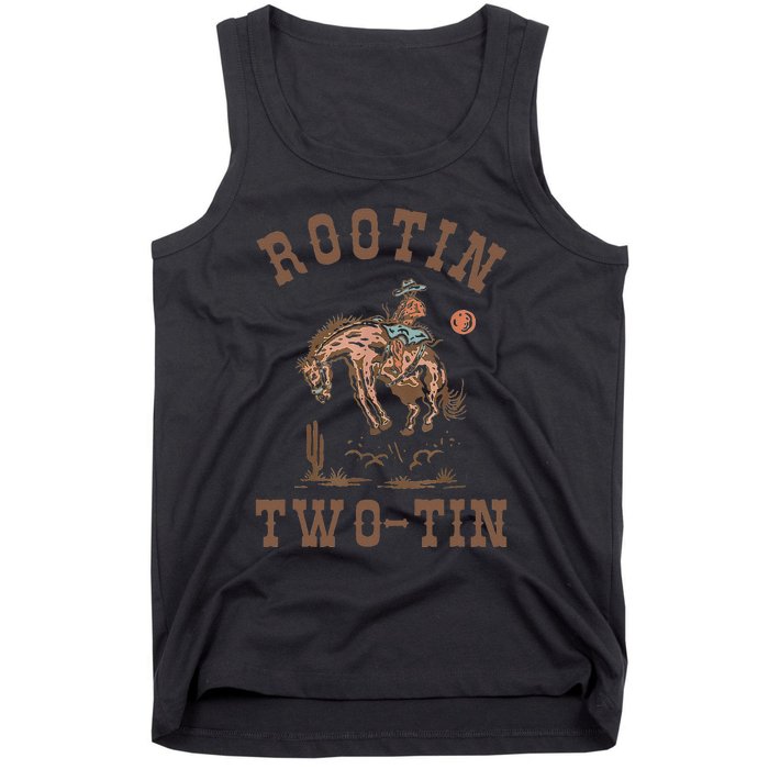 Rootin Twotin 2nd Birthday 2 Year Old Western Cow Bday Tank Top