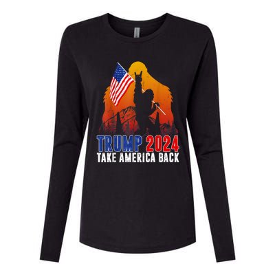 Retro Trump 2024 Take America Back American Flag Trump 2024 Womens Cotton Relaxed Long Sleeve T-Shirt