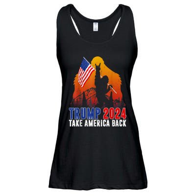 Retro Trump 2024 Take America Back American Flag Trump 2024 Ladies Essential Flowy Tank