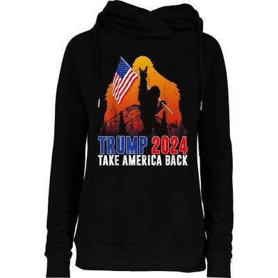 Retro Trump 2024 Take America Back American Flag Trump 2024 Womens Funnel Neck Pullover Hood