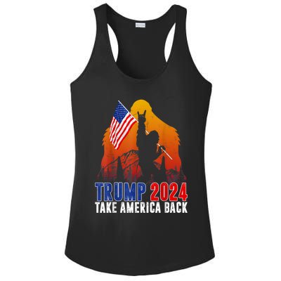 Retro Trump 2024 Take America Back American Flag Trump 2024 Ladies PosiCharge Competitor Racerback Tank