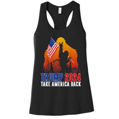 Retro Trump 2024 Take America Back American Flag Trump 2024 Women's Racerback Tank