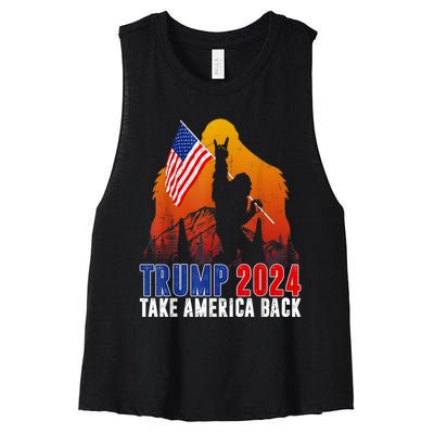 Retro Trump 2024 Take America Back American Flag Trump 2024 Women's Racerback Cropped Tank