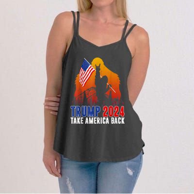 Retro Trump 2024 Take America Back American Flag Trump 2024 Women's Strappy Tank