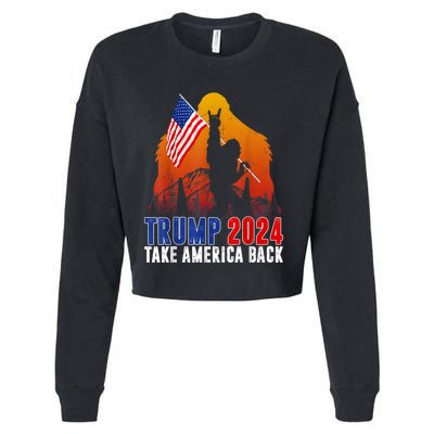 Retro Trump 2024 Take America Back American Flag Trump 2024 Cropped Pullover Crew