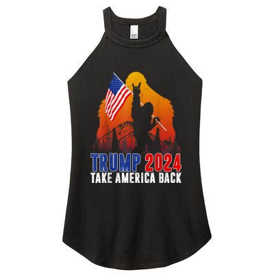 Retro Trump 2024 Take America Back American Flag Trump 2024 Women's Perfect Tri Rocker Tank