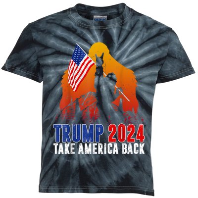 Retro Trump 2024 Take America Back American Flag Trump 2024 Kids Tie-Dye T-Shirt