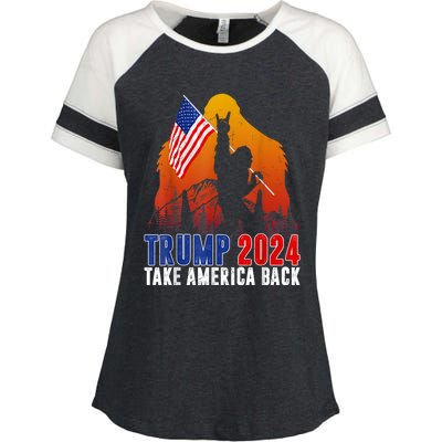 Retro Trump 2024 Take America Back American Flag Trump 2024 Enza Ladies Jersey Colorblock Tee