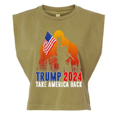 Retro Trump 2024 Take America Back American Flag Trump 2024 Garment-Dyed Women's Muscle Tee