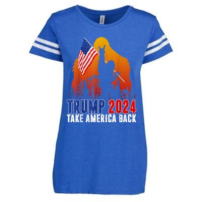 Retro Trump 2024 Take America Back American Flag Trump 2024 Enza Ladies Jersey Football T-Shirt