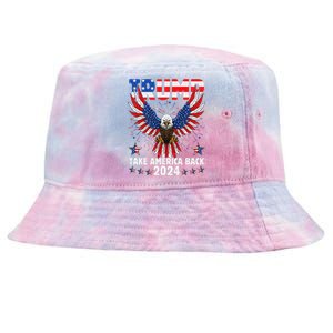 Retro Trump 2024 Take America Back American Flag Tie-Dyed Bucket Hat