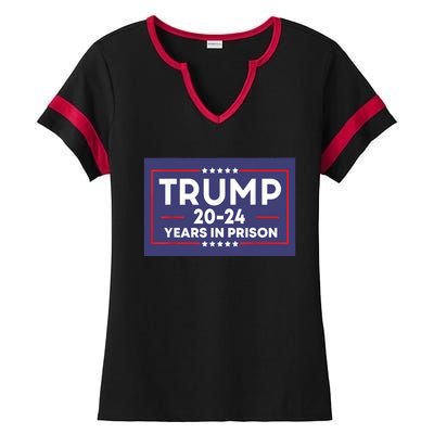 Retro Trump 2024 Years In Prison Funny AntiTrump Ladies Halftime Notch Neck Tee