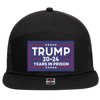 Retro Trump 2024 Years In Prison Funny AntiTrump 7 Panel Mesh Trucker Snapback Hat