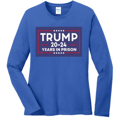 Retro Trump 2024 Years In Prison Funny AntiTrump Ladies Long Sleeve Shirt