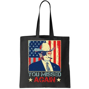 Retro Trump 2024 You Missed Again American Flag Vote Trump Tote Bag