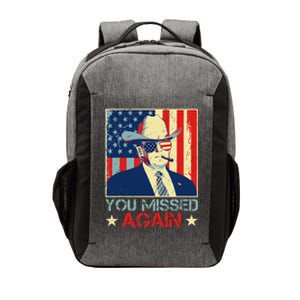 Retro Trump 2024 You Missed Again American Flag Vote Trump Vector Backpack