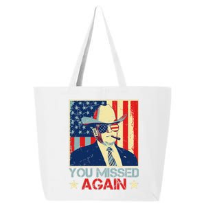 Retro Trump 2024 You Missed Again American Flag Vote Trump 25L Jumbo Tote