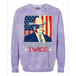 Retro Trump 2024 You Missed Twice American Flag Vote Trump Colorblast Crewneck Sweatshirt