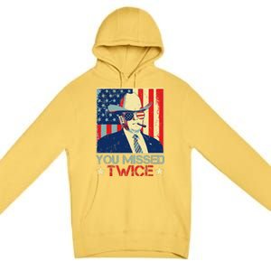 Retro Trump 2024 You Missed Twice American Flag Vote Trump Premium Pullover Hoodie