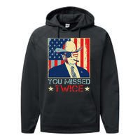 Retro Trump 2024 You Missed Twice American Flag Vote Trump Performance Fleece Hoodie