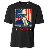 Retro Trump 2024 You Missed Twice American Flag Vote Trump Cooling Performance Crew T-Shirt