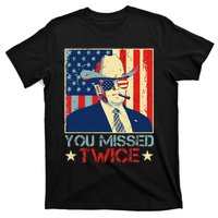 Retro Trump 2024 You Missed Twice American Flag Vote Trump T-Shirt