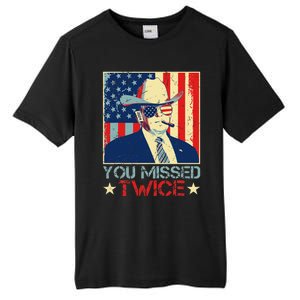 Retro Trump 2024 You Missed Twice American Flag Vote Trump Tall Fusion ChromaSoft Performance T-Shirt