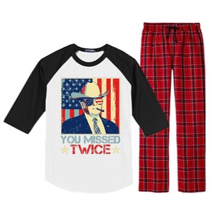 Retro Trump 2024 You Missed Twice American Flag Vote Trump Raglan Sleeve Pajama Set