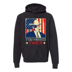 Retro Trump 2024 You Missed Twice American Flag Vote Trump Premium Hoodie