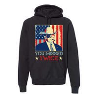 Retro Trump 2024 You Missed Twice American Flag Vote Trump Premium Hoodie