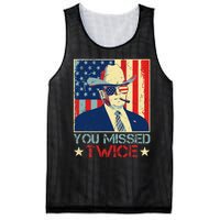 Retro Trump 2024 You Missed Twice American Flag Vote Trump Mesh Reversible Basketball Jersey Tank