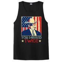 Retro Trump 2024 You Missed Twice American Flag Vote Trump PosiCharge Competitor Tank