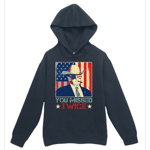 Retro Trump 2024 You Missed Twice American Flag Vote Trump Urban Pullover Hoodie