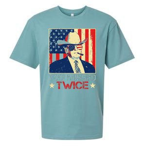 Retro Trump 2024 You Missed Twice American Flag Vote Trump Sueded Cloud Jersey T-Shirt