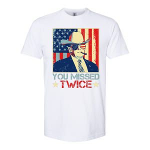 Retro Trump 2024 You Missed Twice American Flag Vote Trump Softstyle CVC T-Shirt