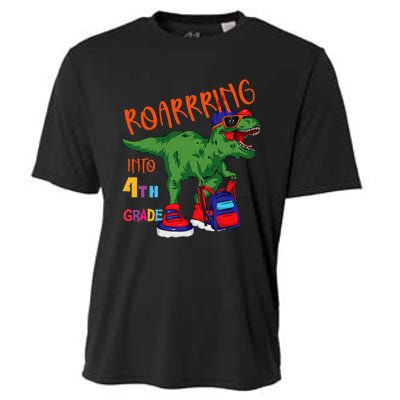 Roarring to 4th grade back to school Dinosaur with backpack Cooling Performance Crew T-Shirt