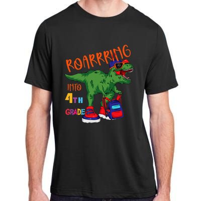 Roarring to 4th grade back to school Dinosaur with backpack Adult ChromaSoft Performance T-Shirt