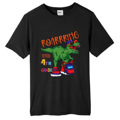 Roarring to 4th grade back to school Dinosaur with backpack Tall Fusion ChromaSoft Performance T-Shirt