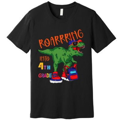 Roarring to 4th grade back to school Dinosaur with backpack Premium T-Shirt