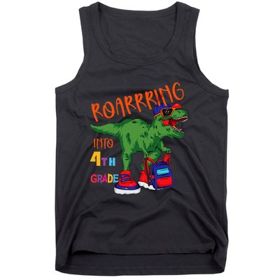 Roarring to 4th grade back to school Dinosaur with backpack Tank Top