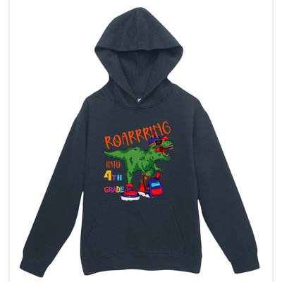 Roarring to 4th grade back to school Dinosaur with backpack Urban Pullover Hoodie