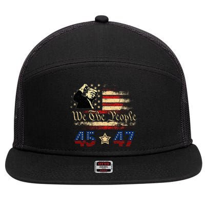 Retro Trump 45 47 Presidential Election Winner Inauguration 7 Panel Mesh Trucker Snapback Hat